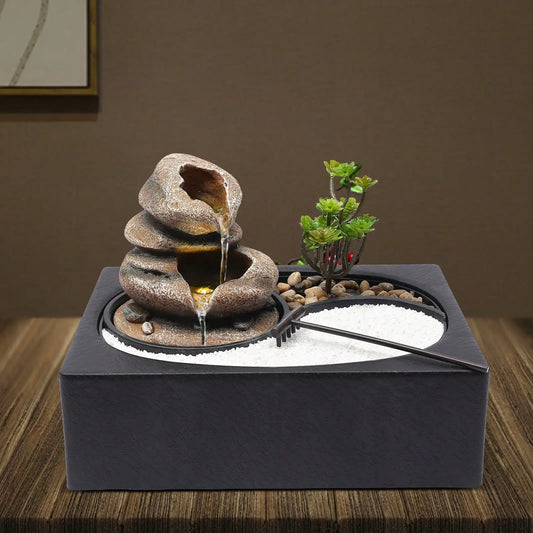 11.4x8.3x8.7in Tabletop LED Rockery Water Fountain