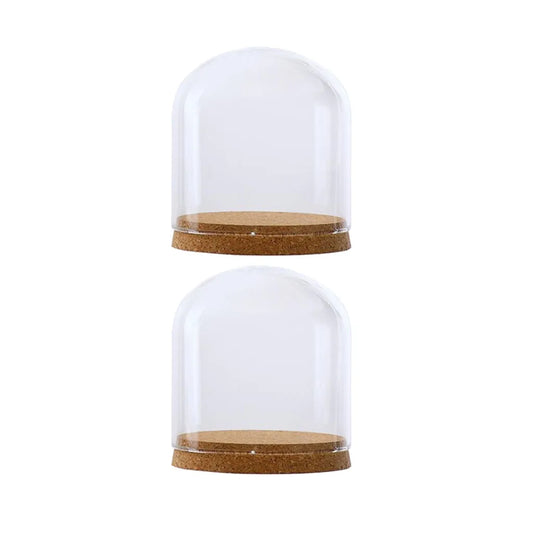 2Pcs 12x12cm Glass Dome Cover Cloche Bell Jar