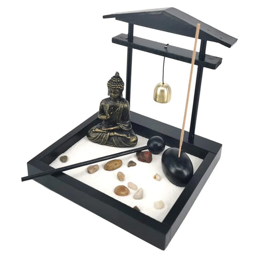 Desktop Zen Sand Garden with Meditating Buddha