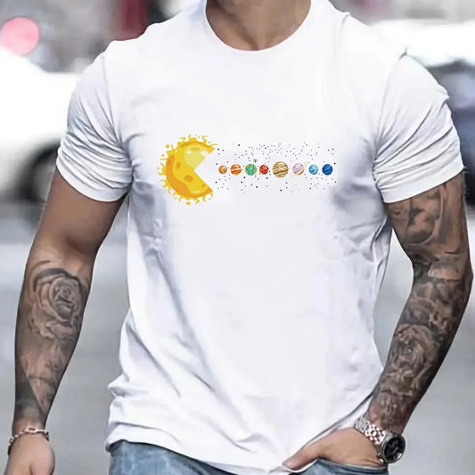 Men's Solar System Planet Printed T-Shirt