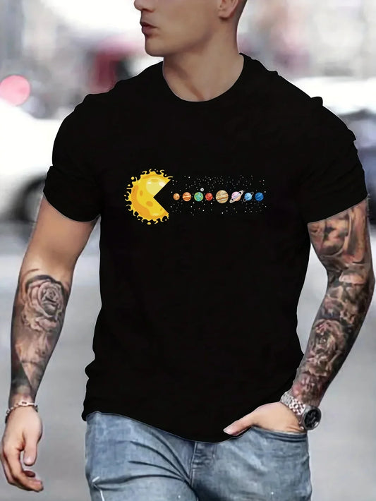 Men's Solar System Planet Printed T-Shirt