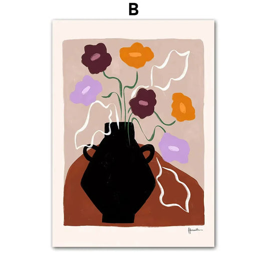 Abstract Vase Floral Wall Art