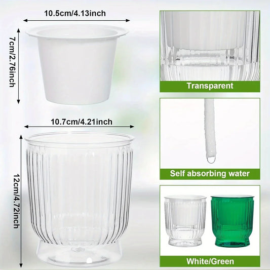 6pcs 4" Self-Watering Plastic Pots